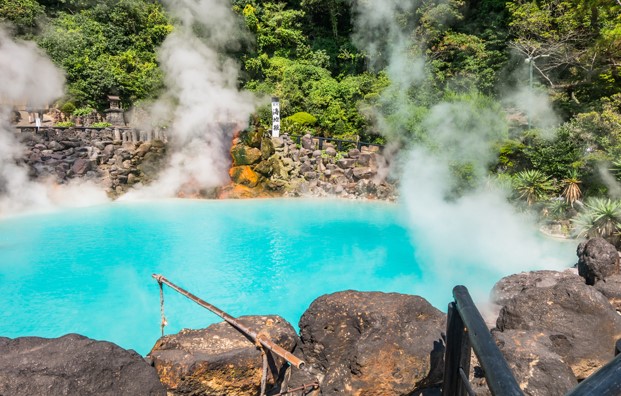 hot spring with steam